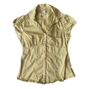 Banana Republic lime green structured button down collared blouse